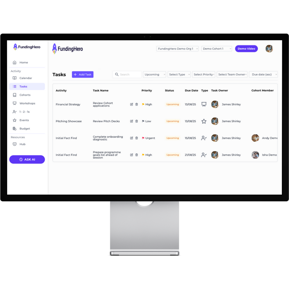 cohort management web app screenshot_FundingHero