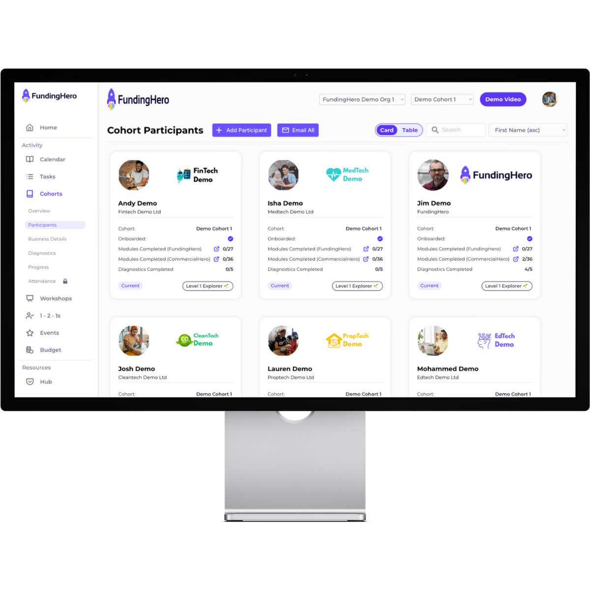 cohort management web app screenshot_FundingHero